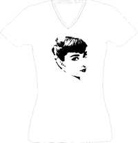 T-Shirt Lady V-Neck  Audrey Hepburn Kopf