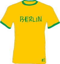 T-Shirt Ringer  -Berlin- Schriftzug mit Brandenburger Tor