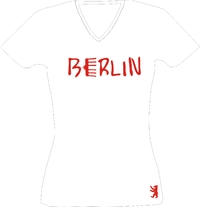 T-Shirt Lady V-Neck   -Berlin- Schriftzug mit Brandenburger Tor